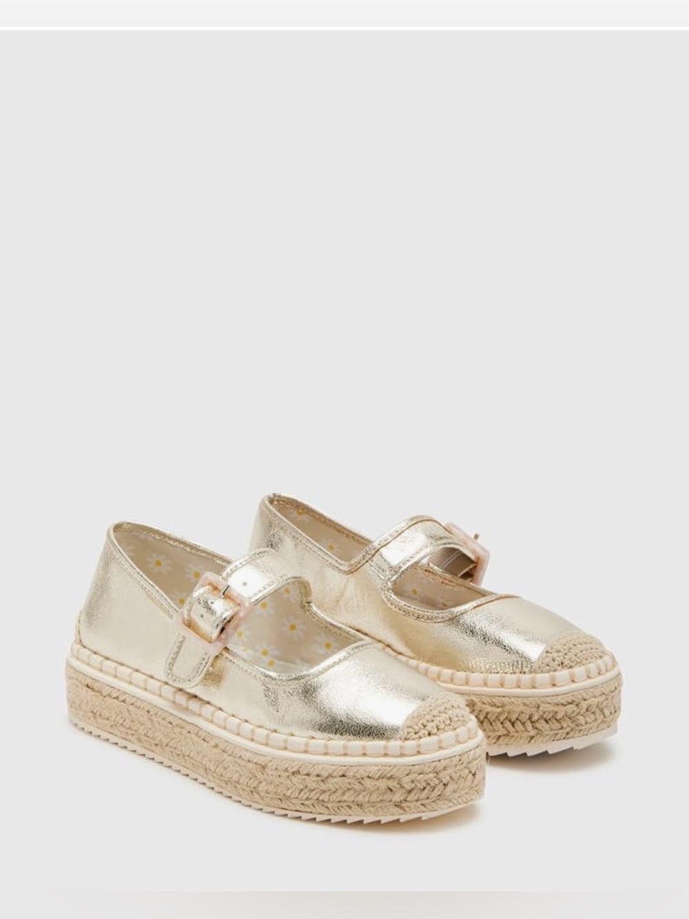 (NWT) STEVE MADDEN - Girl’s Metallic Gold Mary Jane Espadrille Flats - Size 4